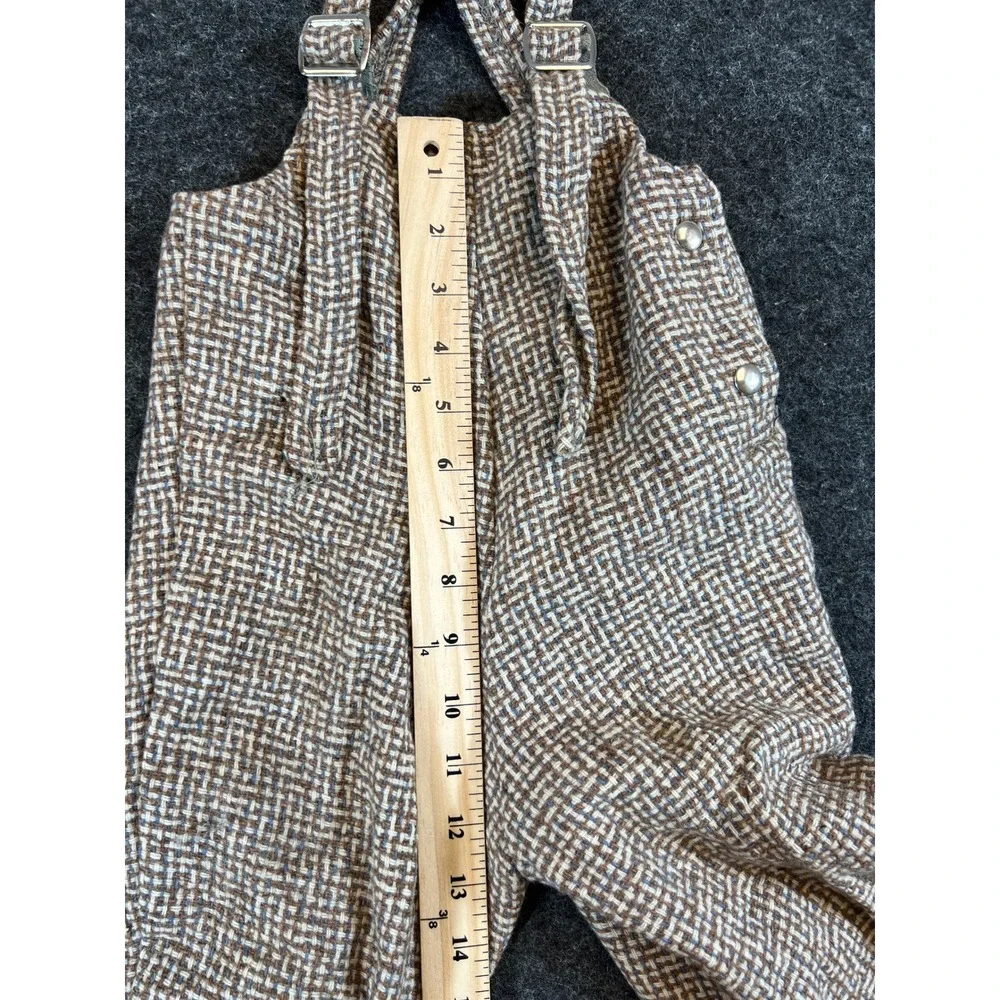 VTG 50s Brown Basketweave Coat and Overalls Set with Velvet Trim Girls Lot of 2
